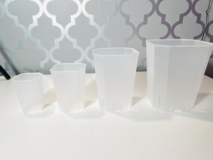 Tall Slit Square Transparent Plastic Pot